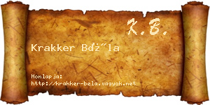 Krakker Béla névjegykártya